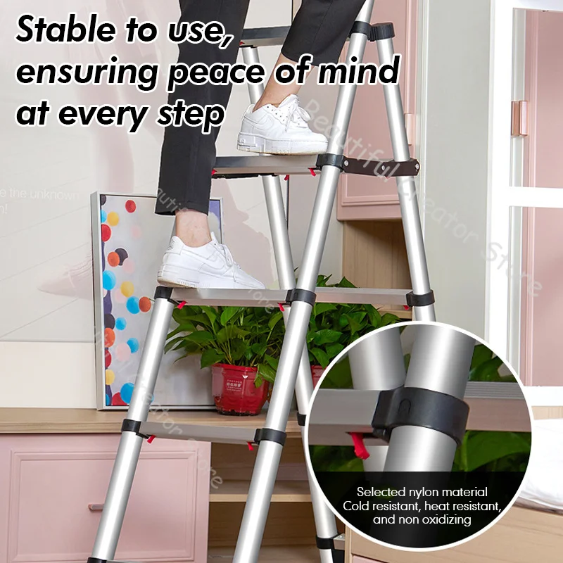 Échelle pliante portable en aluminium pour la maison, échelle d\'ingénierie, échafaudage, escalier à 5 marches