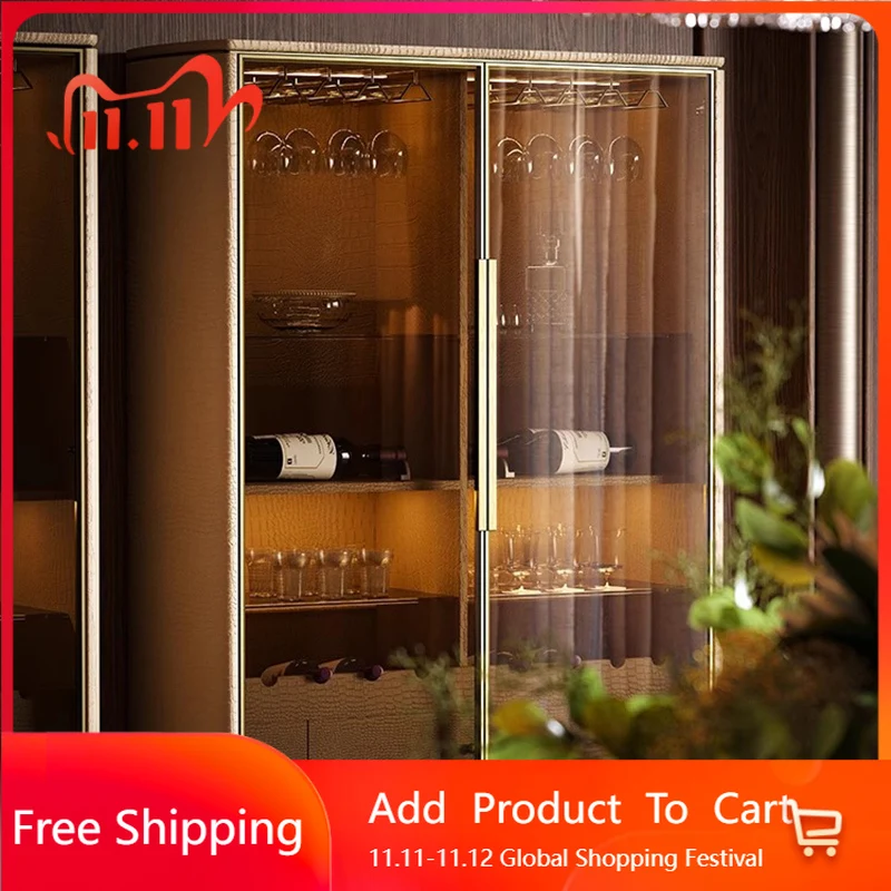 

Shelves Metal Bar Cabinet Storage Mobile Living Room Glass Wine Cabinet Luxury Nordic Standing Tall Armoire Trendy Furniture
