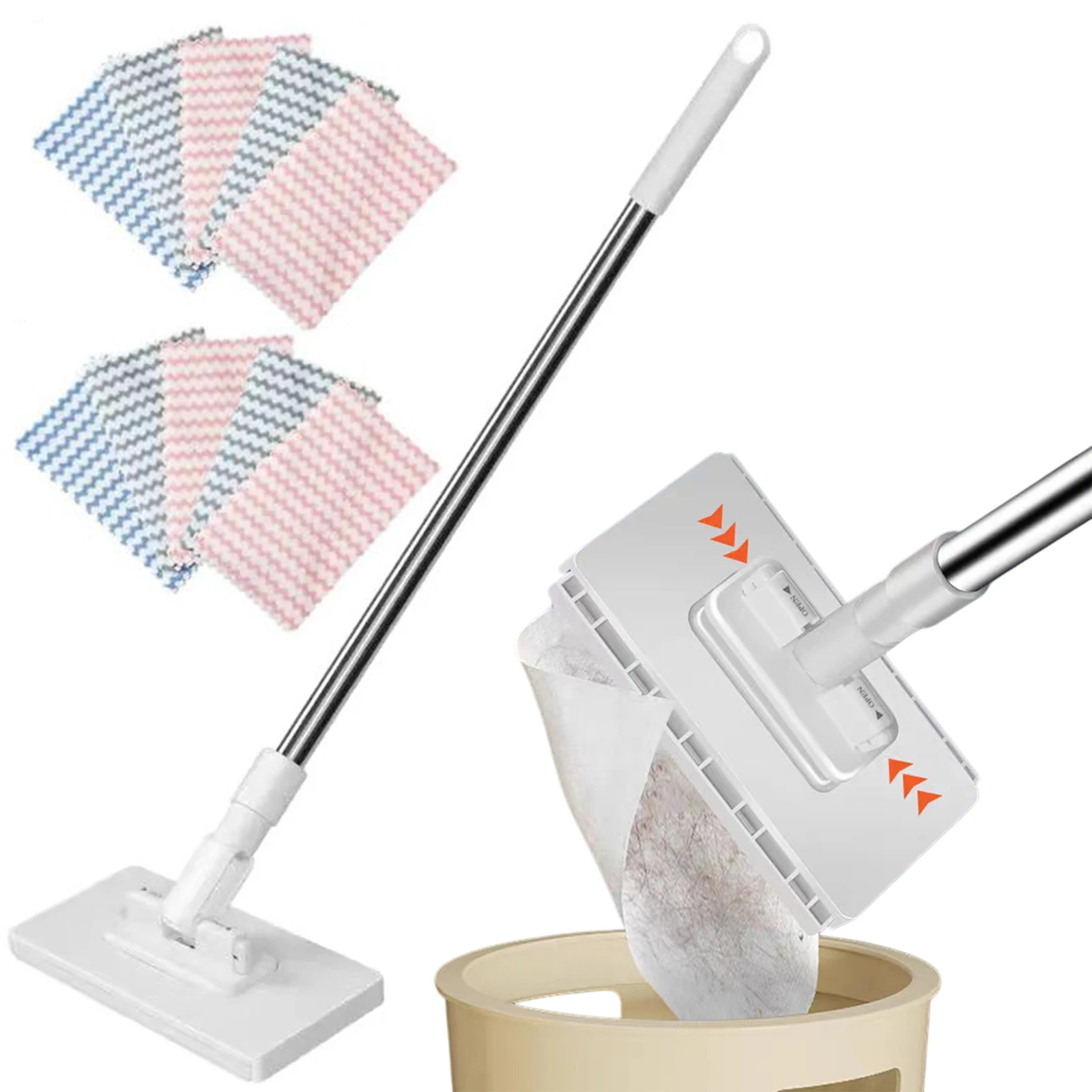 Snap Grip Mini Mop with One-Click Cloth Change No-Touch Dirty Cleaning Dust Mop for House Wall Bathroom Toilet Corners Cleaning