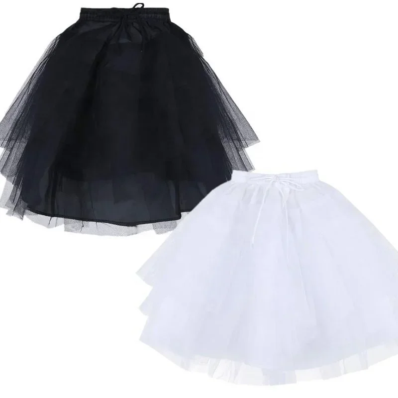 Girls 3 Layers Ruffled Tutu Skirt Half Slip Petticoat Underskirt Hoopless Crinolin