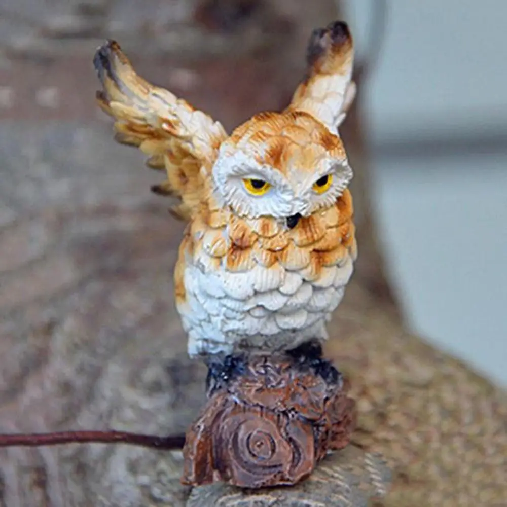 DIY Owl Owl Figurine Weatherproof Simulation Resin Crafts Resin Car Ornaments Garden