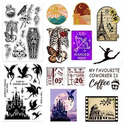 Skeleton Human Body Spine Clear Stamps Retro Witchcraft Theme Silicone Seals for DIY Scrapbook Journals Decor Cards Making Album