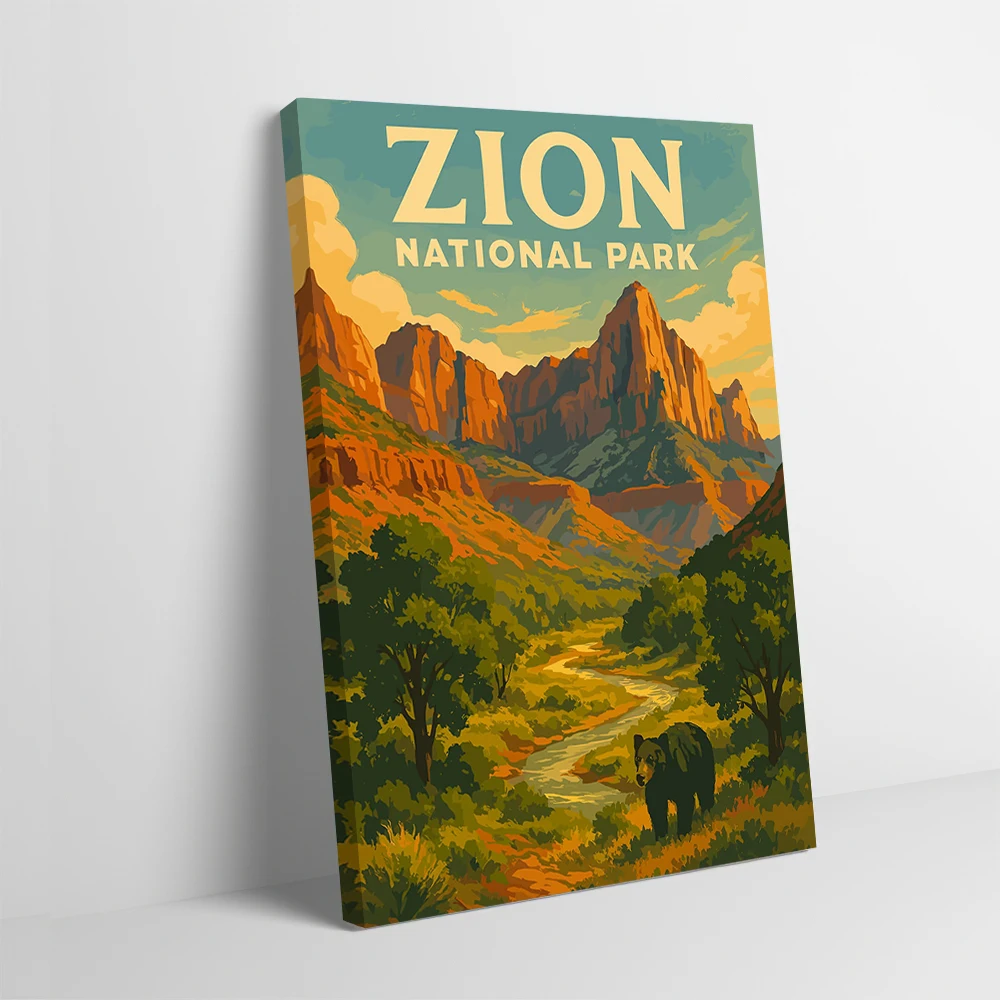 Zion National Park Poster Customizable Printed Canvas Painting Wall Art Gift for Decorative Paintings Interior Decoration Gaming