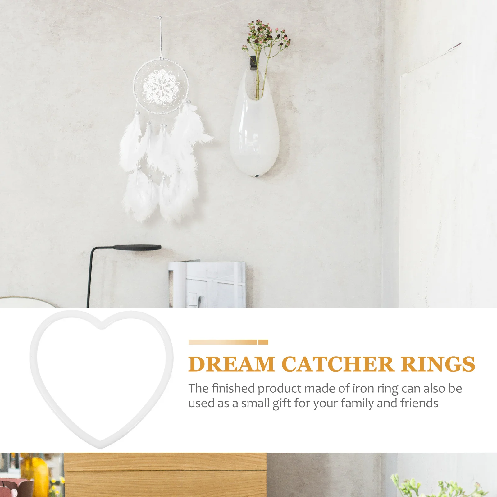 20 Pcs Dream Catcher Circle Rings Handmade Crafting Accessories Flowers Acrylic Decoration Heart Shape Hoops