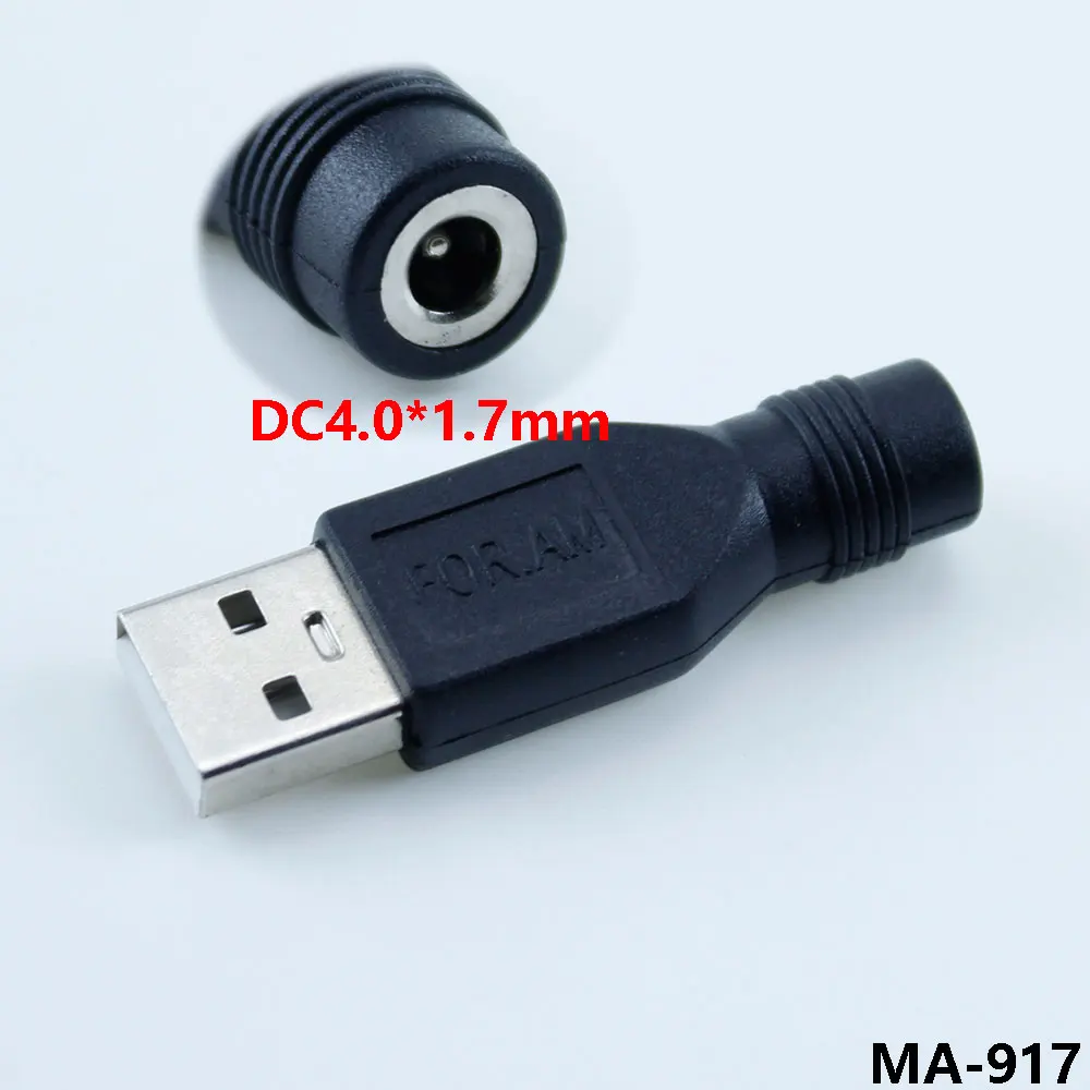 USB para DC Adaptador Feminino, macho para fêmea, 4.0*1.7/3.5*1.35mm, 4017/35135, 1PC