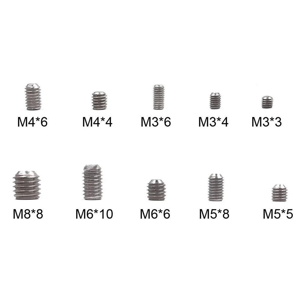 

300Pcs Grub Screw Assortment Kit 10 Sizes Stainless Steel Cup Point Durable Easy Installation Quality Assured Set Screw