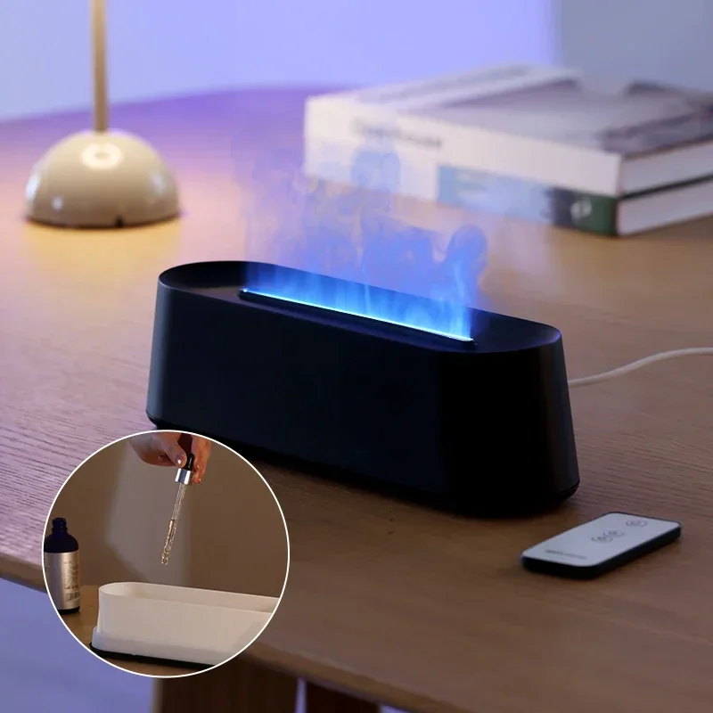 7 Colors Flame Oil Diffuser Ultrasonic Air Diffuser Essential with Remote Control Flame Aromatherapy Perfume Air Humidifier