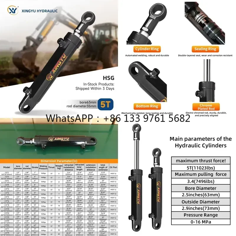 WSQ Professional Factory Manufacturing 16 Mpa Hydraulic Cylinder Long Stroke 5-ton Hydraulic Lifting Support Oil Cylinder in