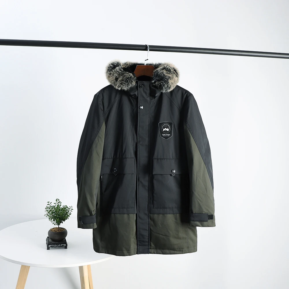 

Thiened Rabbit Fur Skin Detachable Inner Winter Men's Mid-Length Warmth Cotton Jaet Windproof Waterproof Faion Urban Sle