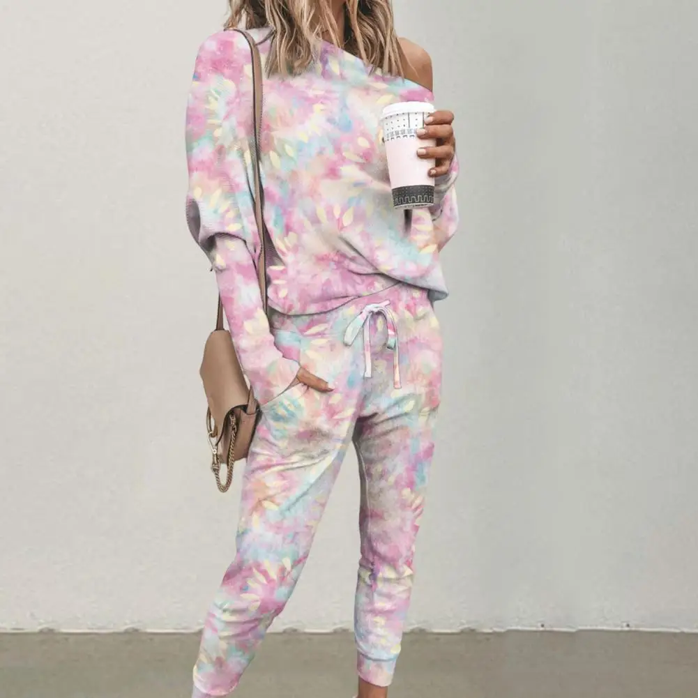 

Spring Top Pants Suit Sports Winter Tracksuit Set Casual Colorful Chic Round Neck Winter Tracksuit Set