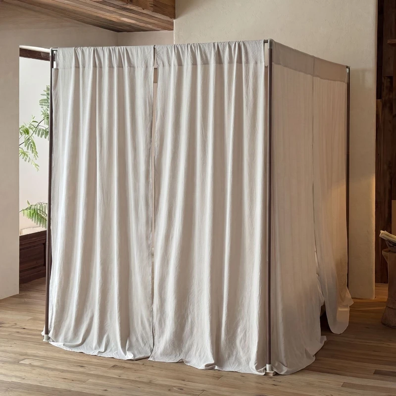 New Tuscan Style Homestay Decorative Bed Mantle 4 Pieces Open Door Floor Type Home Windshield Bed Curtain