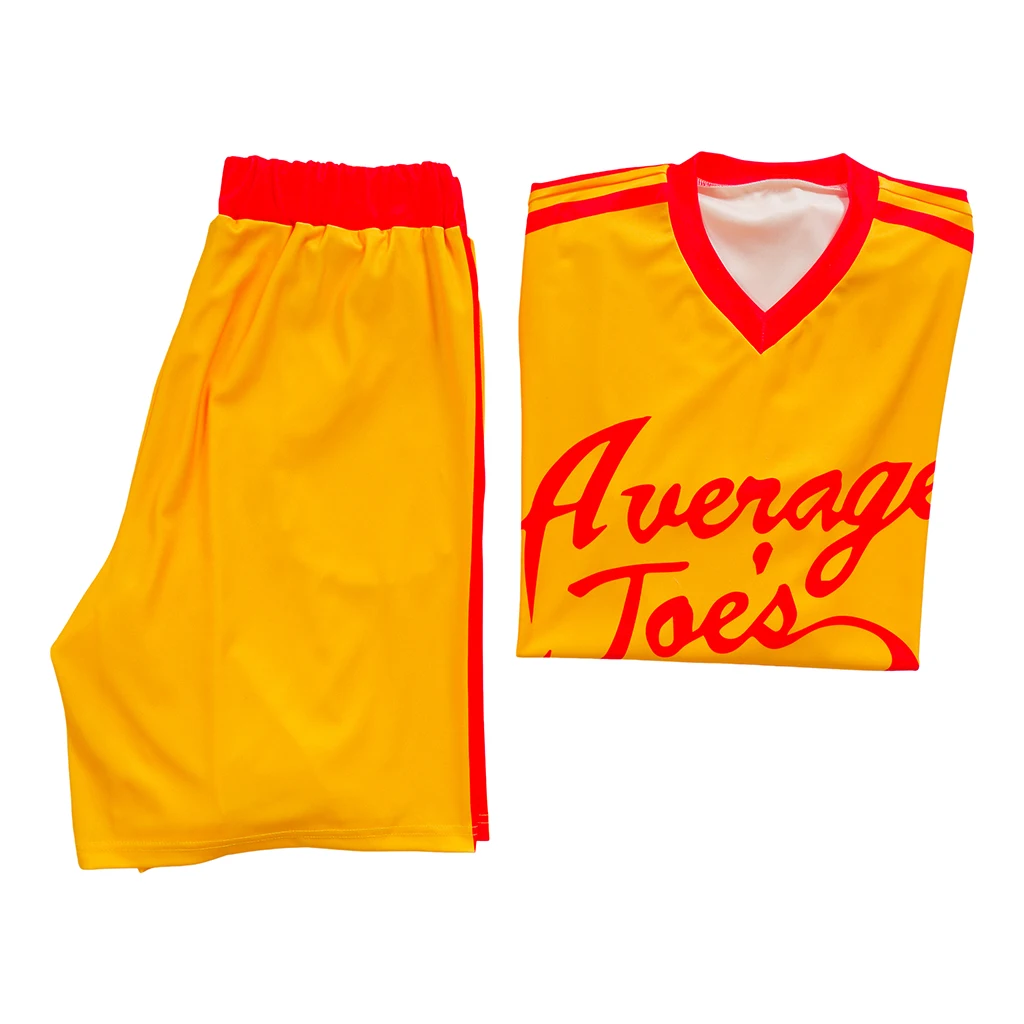 Movie Dodgeball Cosplay Costume Adult Men Yellow Jersey Uniform Suit Halloween Carnival Party T-Shirt Shorts Sportswear