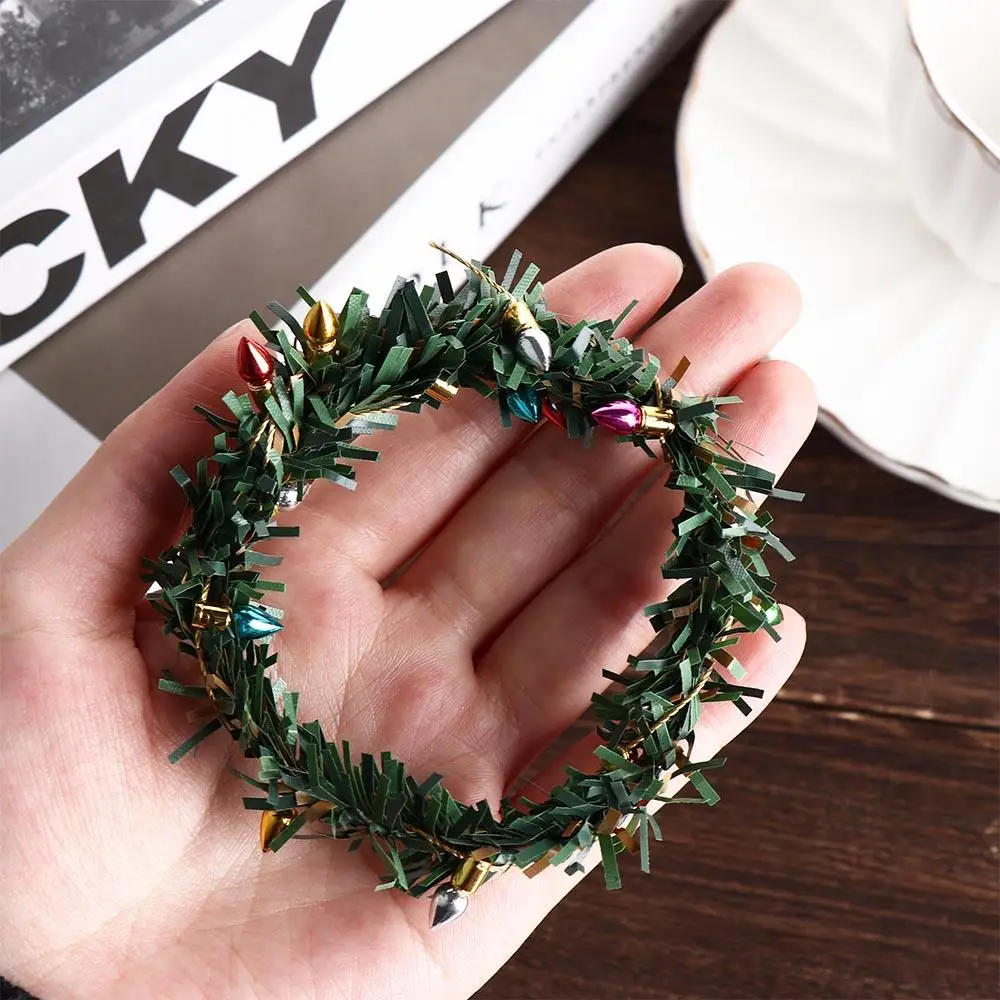 Simulation d'arbre de noël pour maison de poupée, lumières à rayures miniatures 1:12, Mini lumières à rayures, 30CM, branches de pin, bricolage