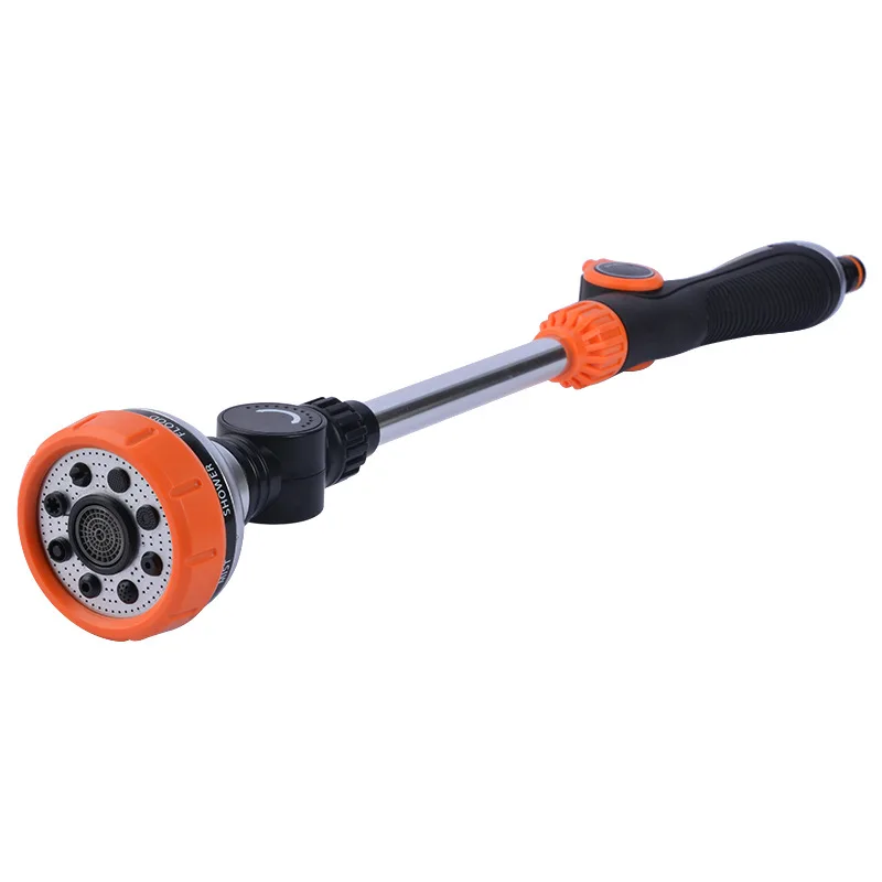 Long Handle Garden Hose Water Spray Gun 8 Modes Car Wash Adjustable Irrigation Sprayer Watering Nozzle Plant Lawn Yard Water Je