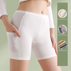 1pcs Modal Women's Safety Pants Underwear Ice Silk High Waist Shorts Panties For Women Plus Size No Trace Leggings With pockets
