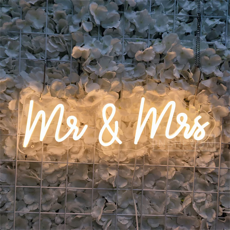 Imagem -03 - And Mrs Warm White Led Wall Hanging Neon Light Decoração de Casamento Sinais de Iluminação de Néon Estético mr