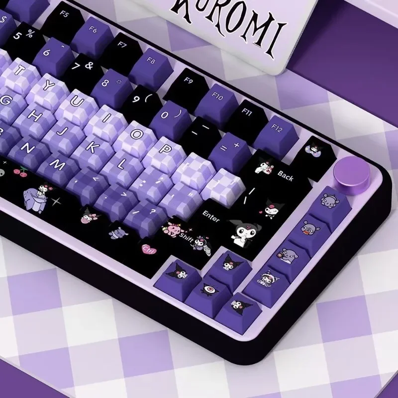 Kuromi Theme Key Heat Sublimation PBT Customized Personalized Purple Keycaps CHERRY  for Girls Cute Full Set Replacement Keycap