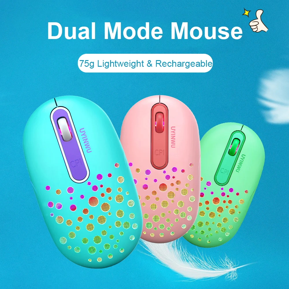 

Wireless Bluetooth 2.4Ghz RGB Gaming Mouse Ergonomic Honeycomb Hollow Dual Mode Charging Pink Gamer Mice for Laptop Computer PC