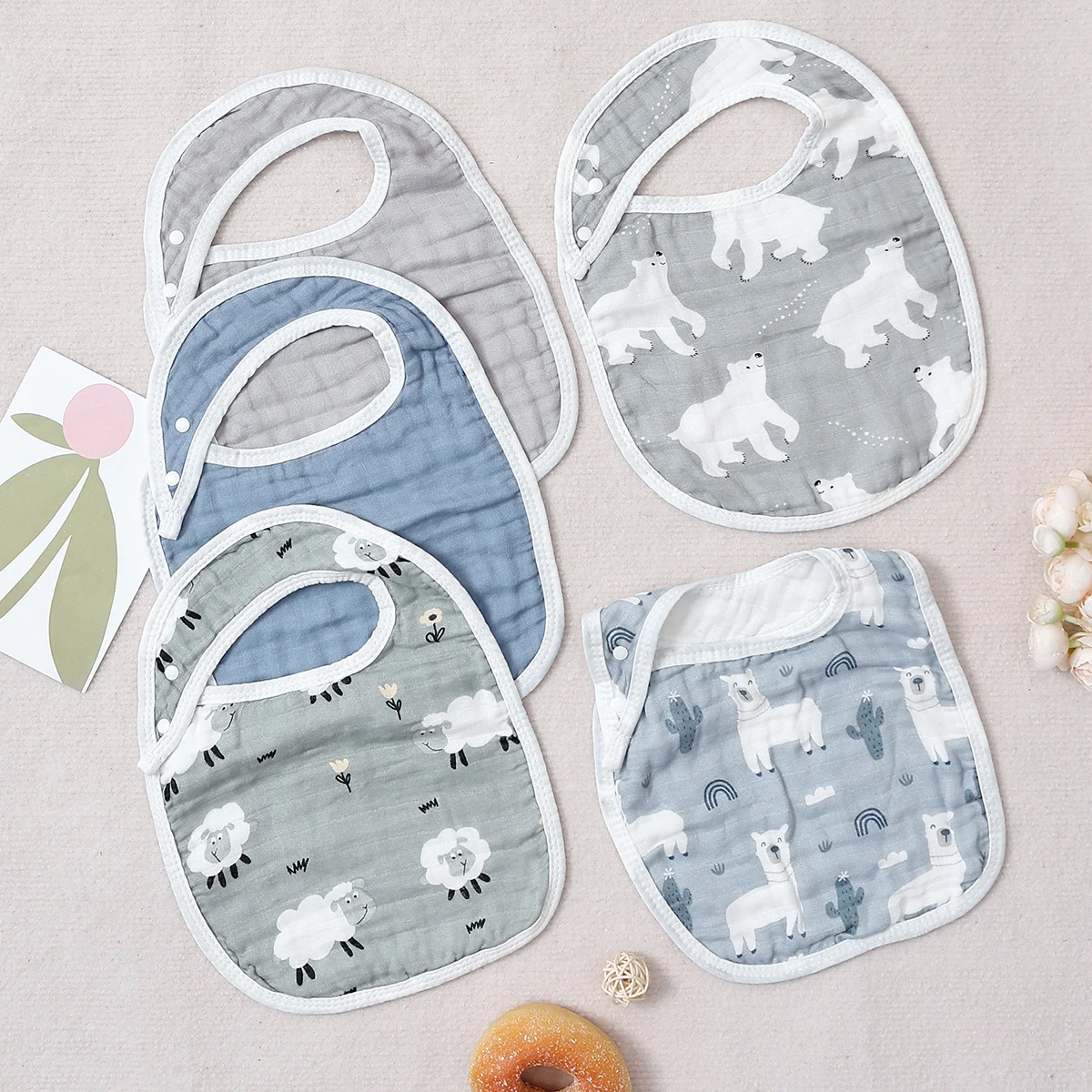 

Elinfant 5 шт. бамбуковые хлопковые детские муслиновые нагрудники, мягкая уютная ткань для отрыжки, милые нагрудники с принтом, нагрудники для кормления и еды
