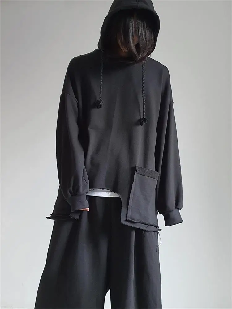 

Мужская весенне-осенняя новая стильная индивидуальная толстовка с длинным рукавом нестандартной формы в Корейском стиле в стиле хип-хоп, уличная длинная толстовка большого размера