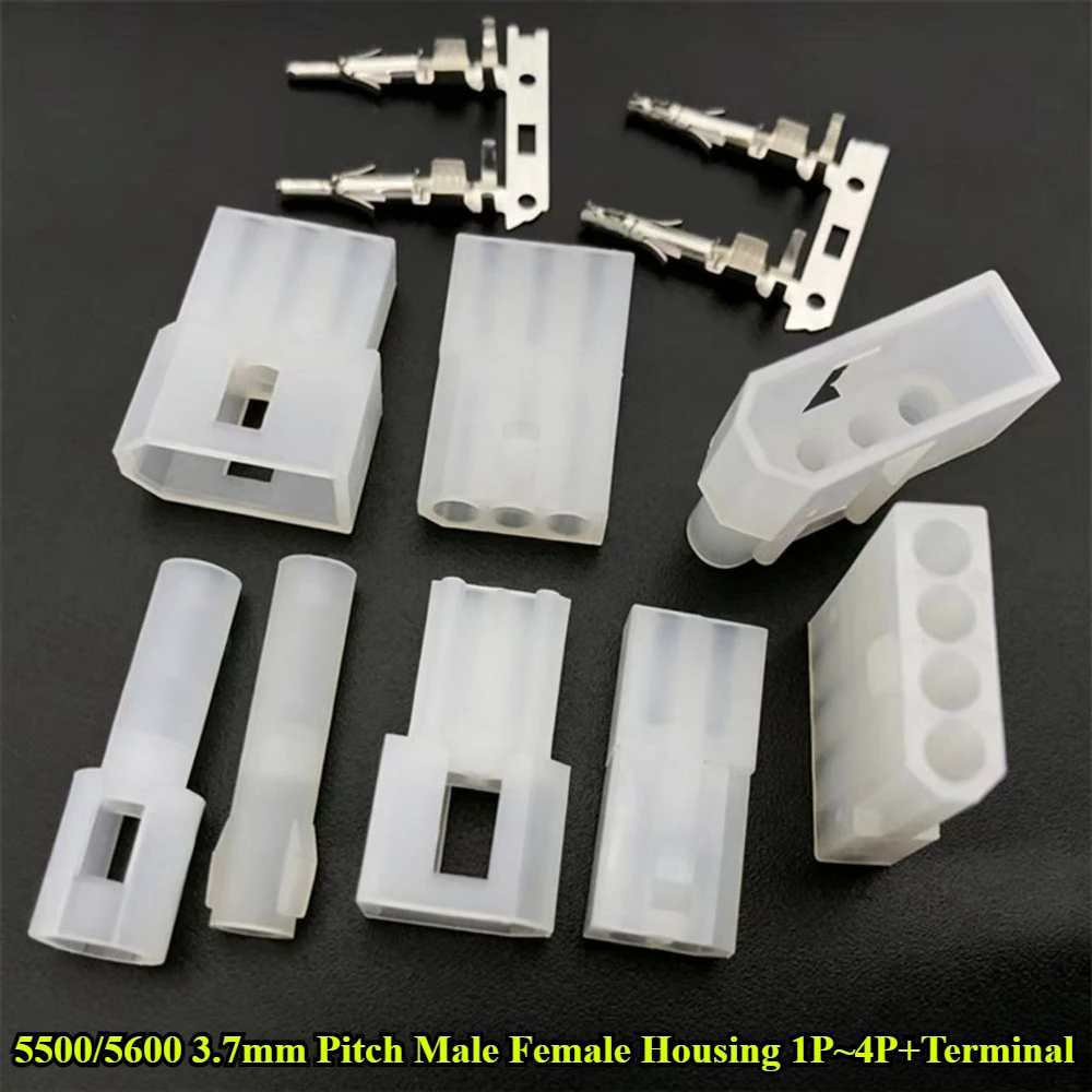 5500/5600 3.7mm Pitch Male Female Housing 1P/2P/3P/4P Automotive Terminal Connector For Butt Socket Riveted Car Headlight Plug