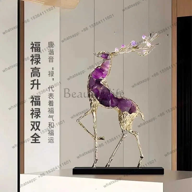 Ornament light luxury high sense crystal lucky deer living room office TV cabinet decoration designer
