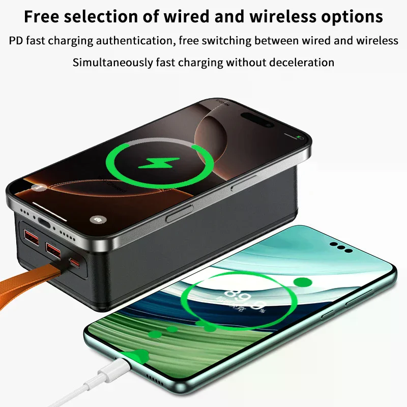 12*21700 Battery Holder 10W 22.5W Fast Charging 15W Wireless Charging DIY Power Case Dual USB Type C Charge Box With LED Light