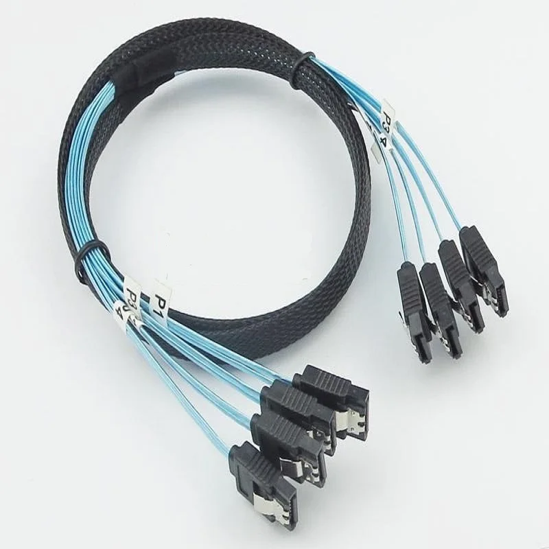 Server SAS Cable  SATA 3 6Gbps X 4 High Speed Serial Port Easy to Install and Organize for SSD Hard Drive HDD Data Line