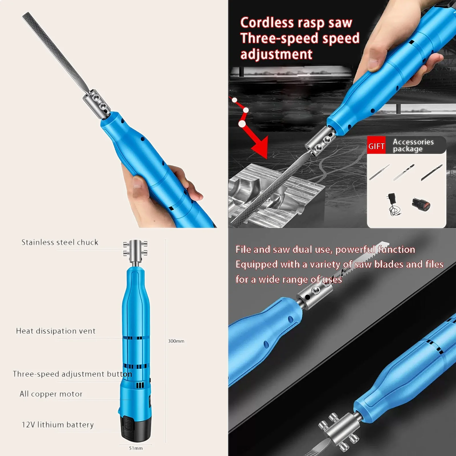 

Fully Automatic Electric File Dual-Purpose Reciprocating Saw Metal Deburring Trimming Tool