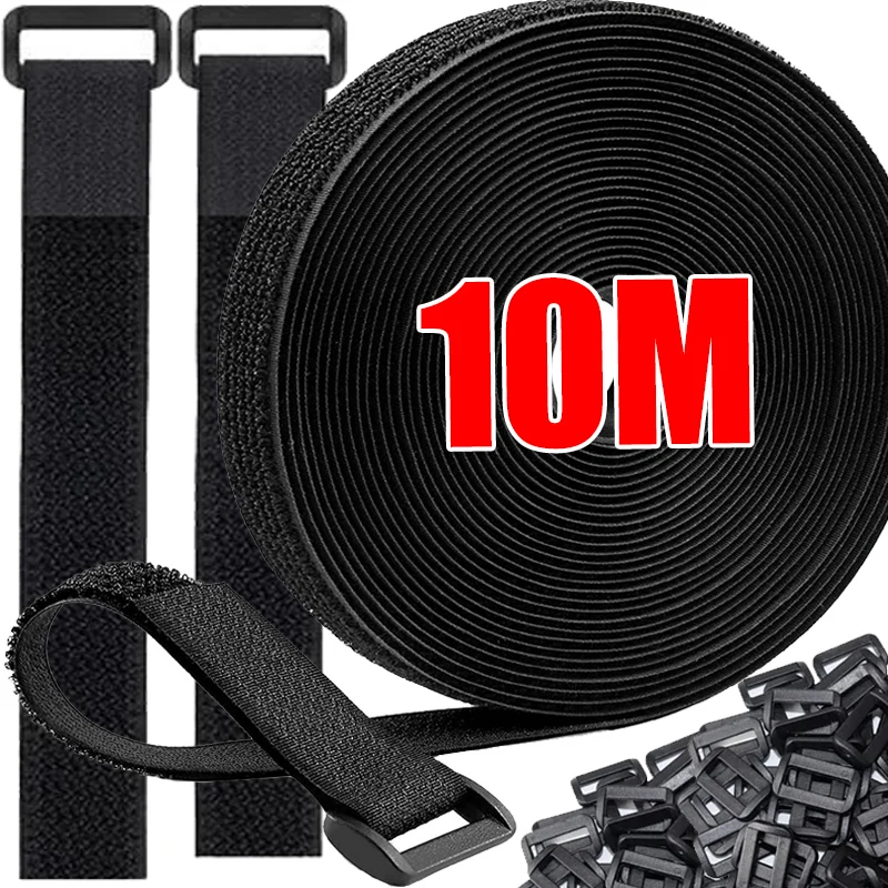 10/5M Reusable Nylon Fastening Cable Ties Hook Loop Adjustable Self-Adhesive Securing Strap Fastener Tape Cable Cord Management