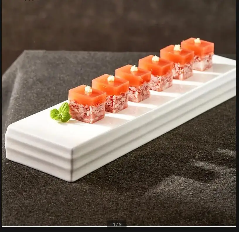 

White Rectangular Ceramic Plates Dinner Plate Flat Sushi Dessert Tray Cake Pan Fruit Dishes Hotel Tableware
