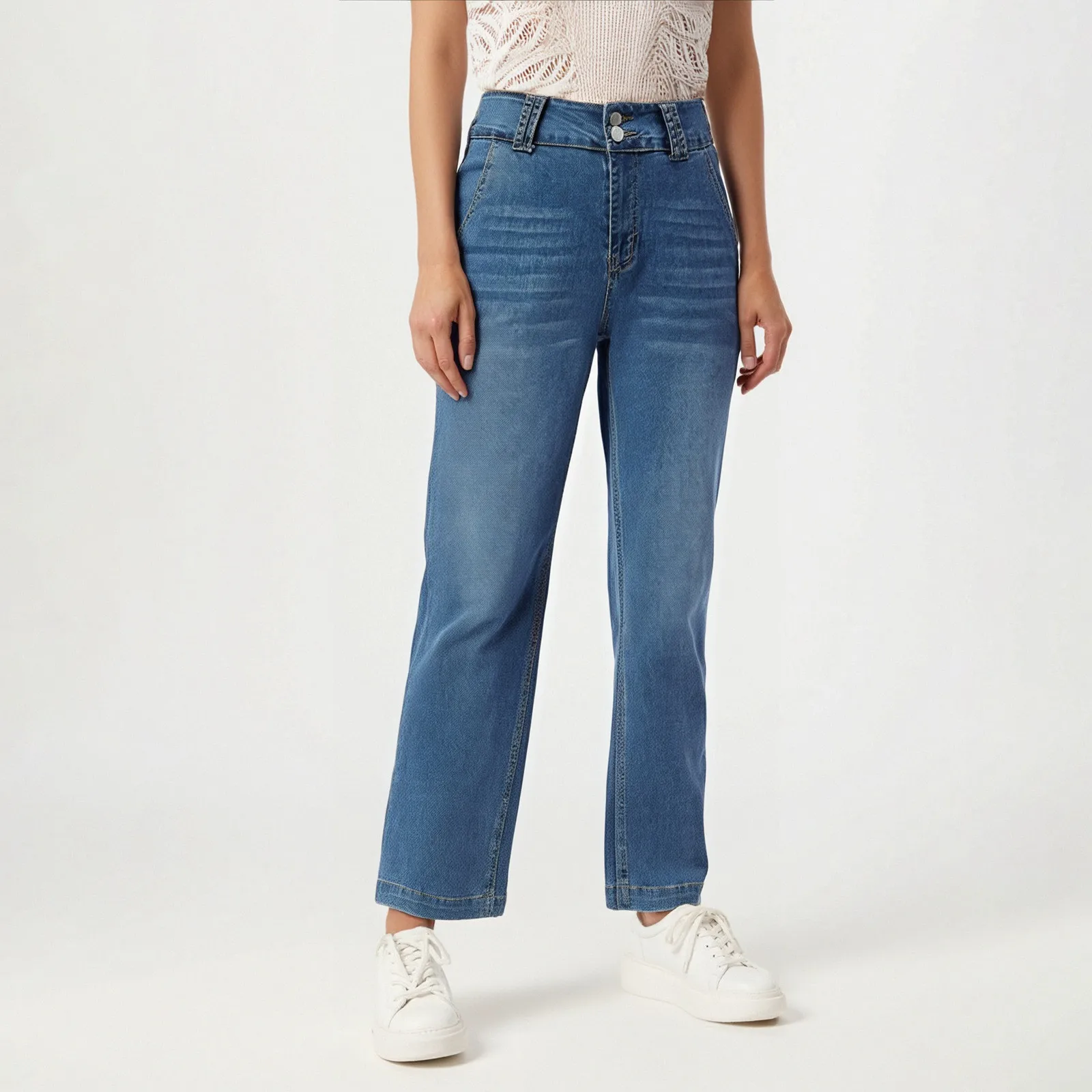 

American Retro Style Denim Pants Women'S Solid Loose Fit Denim Jeans Stylish And Versatile Casual Pants Women Wide Leg Pants