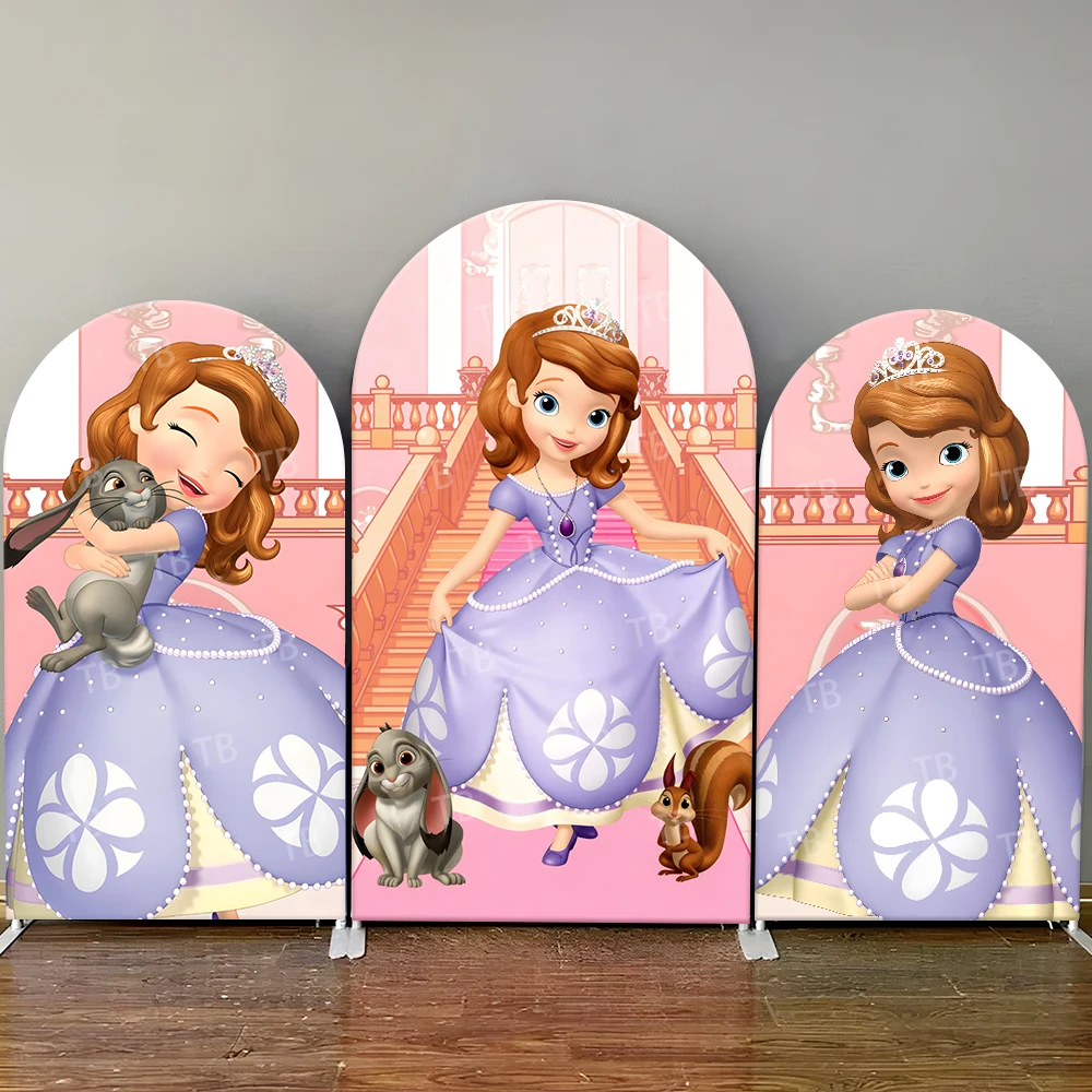 

Sofia The First Arch Backdrop Cover Crown Elements Lovely Photo Booth Props for Girls Birthday Parties & Home Decoration