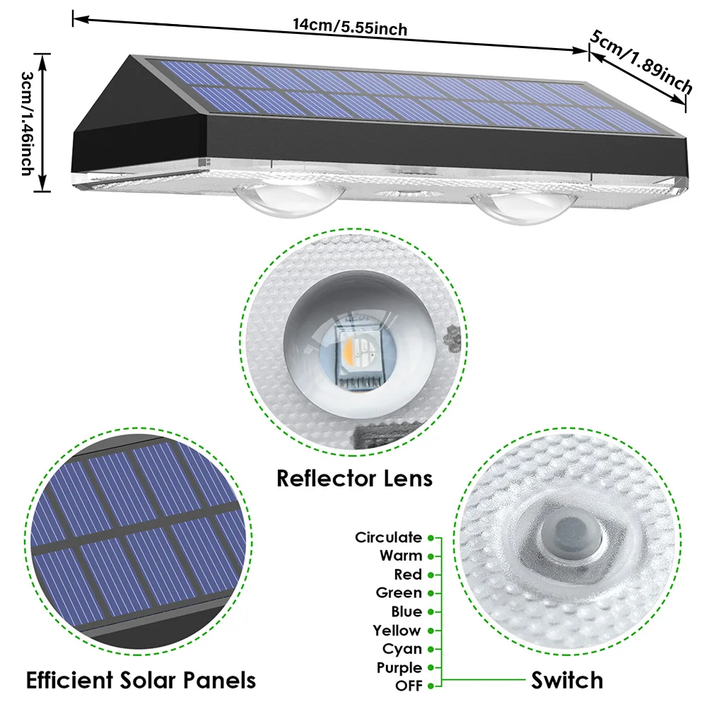 4 luci per recinzione solare super luminose luci per gradini solari a LED bianche neutre calde luci da parete per esterni lampada decorativa impermeabile IP65
