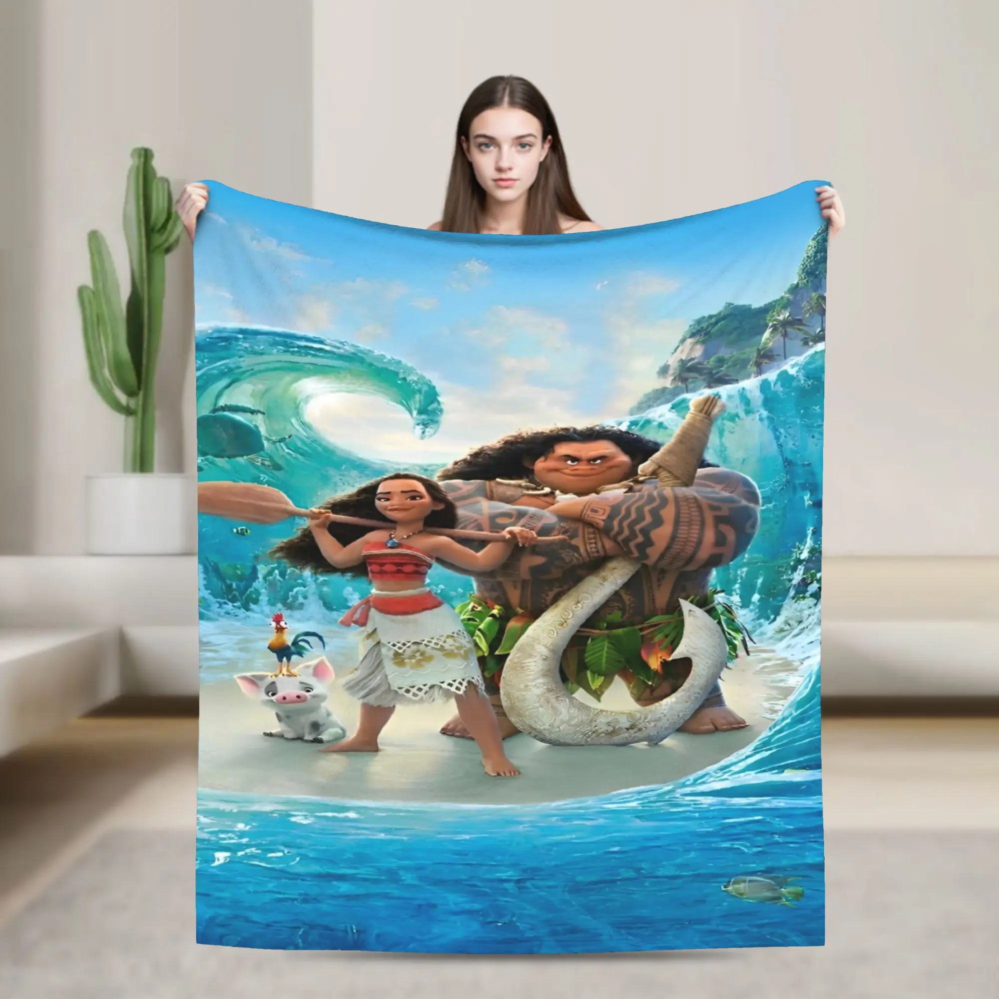 

Vaiana Moana 2 Blanket Cover Fleece Adventure Lightweight Thin Throw Blanket for Bedding Couch Bedspread