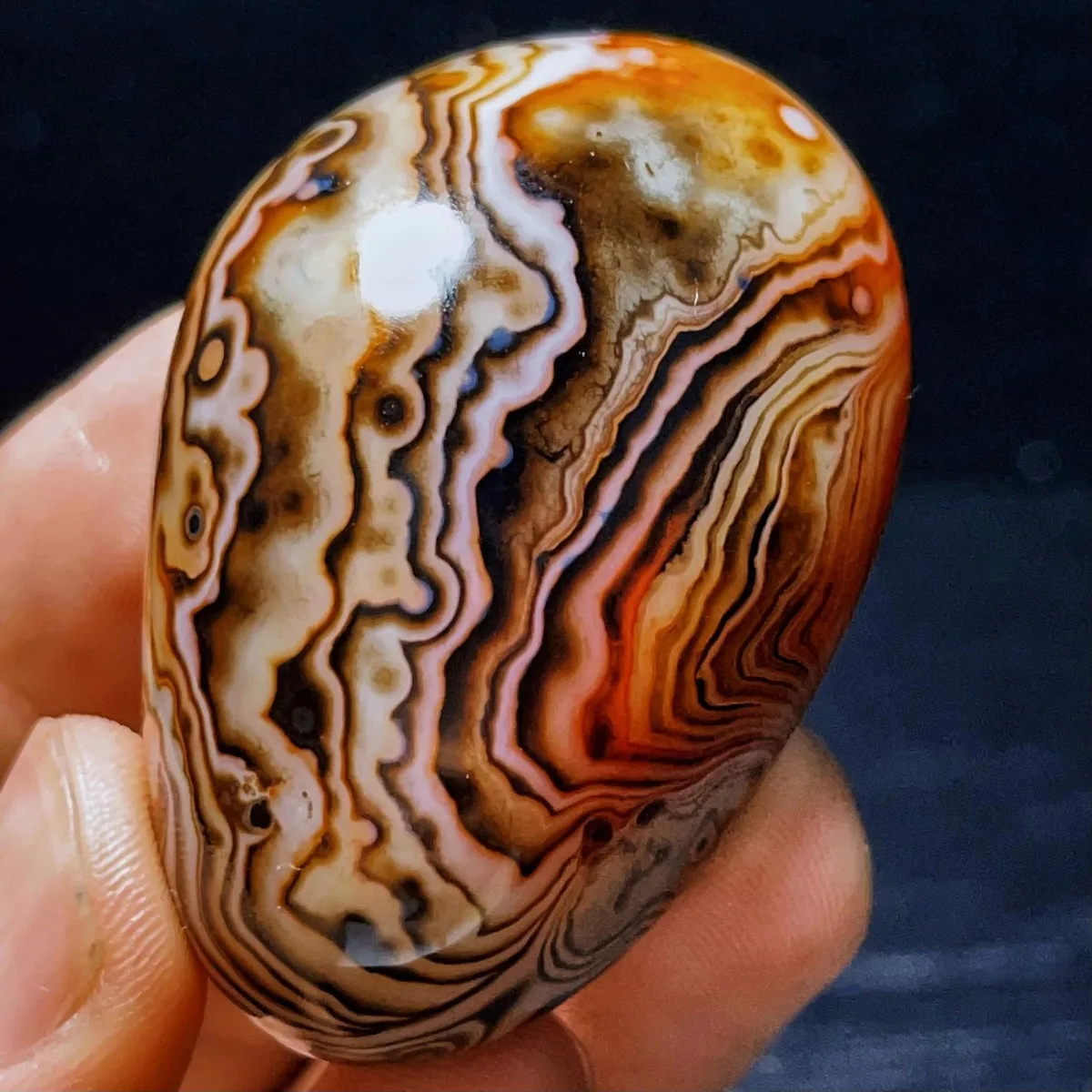 Banded Agate Genuine Stone, Display Stone, Polished Tumbled, Wire Wrapping, Natural Stone, Crystal Collection, Table Display