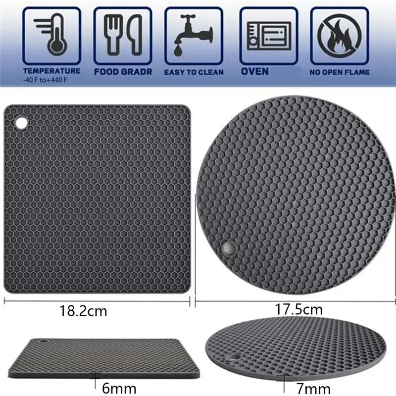

*ABKM 8 Pack Dark Gray Silicone Mats, Pot Pads Silicone Pot Holders for Heat Resistant, Anti Slip, Easy To Wash and Dry