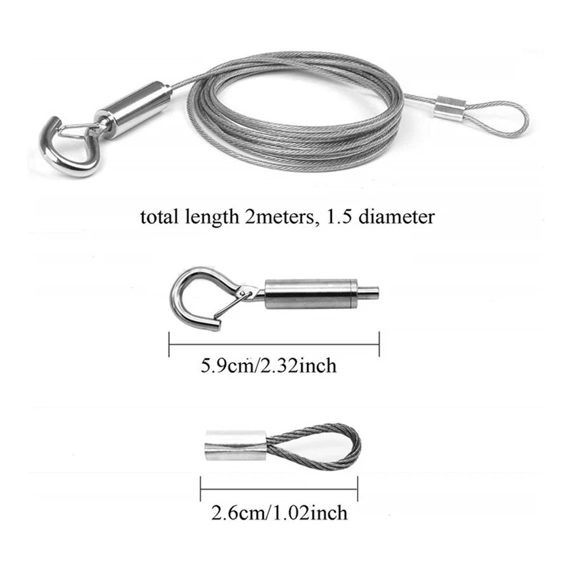 AB47-6 PCS Heavy Duty Stainless Steel Wire Rope, 2M Adjustable Picture Hanging Wire For Mirror Hanging Hardware Light Lamp