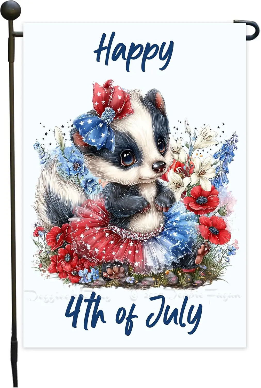 Fourth of July Skunk Garden Flag Patriotic Summer Florals For Animal Lovers And Gardeners Independence Day Outdoor Yard Home LLG