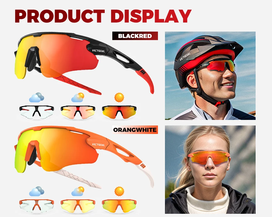 VICTGOAL Photochrome Fahrrad Sonnenbrille für Männer Frauen Sportbrille UV400 Schutz Fahrrad Brille MTB Rennrad Brille – Detail 10