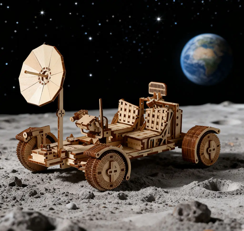 

3D Wooden Lunar Rover Puzzle STEM Educational Toy DIY Assembly Model Creative Desk Decoration for Kids Adults