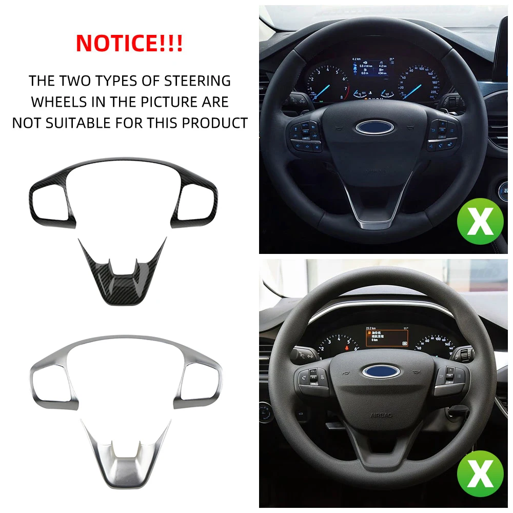 Für Ford Focus 2019 2020 MK4 Fiesta MK8 2017 2018 2019 ABS Innen Lenkrad Abdeckung Borte Aufkleber Auto Styling Zubehör – Detail 1