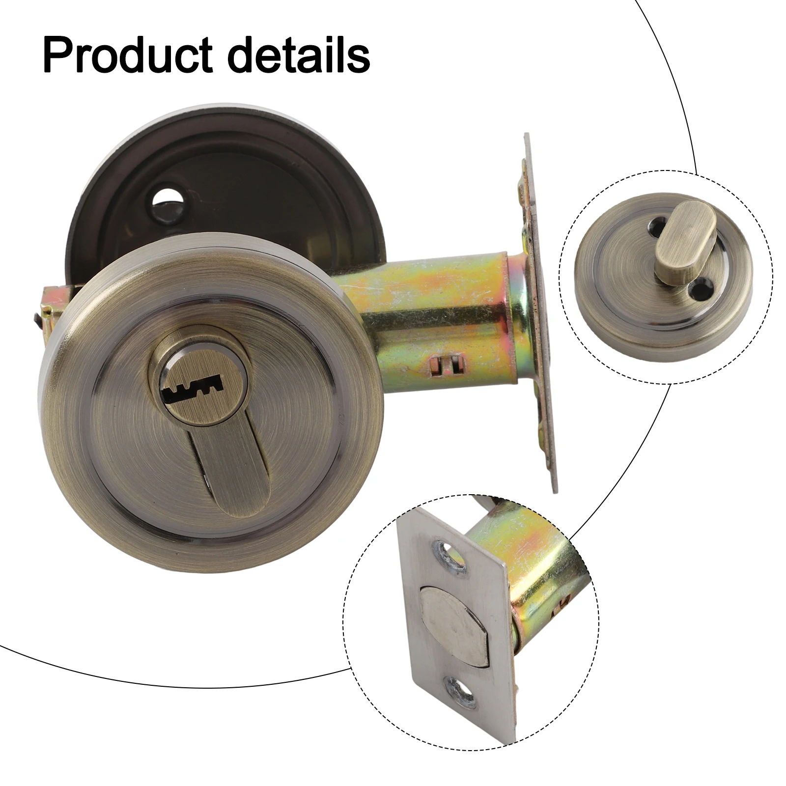 Single Sided Door Lock with External Key and Solid Latch Stainless Steel Construction for Front Doors and Bedrooms
