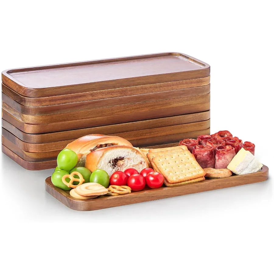 

Acacia Wood Serving Platters and Trays 14" x 5.5" Wooden Mini Charcuterie Boards Small Cheese Board Rectangle Wooden Tray for K