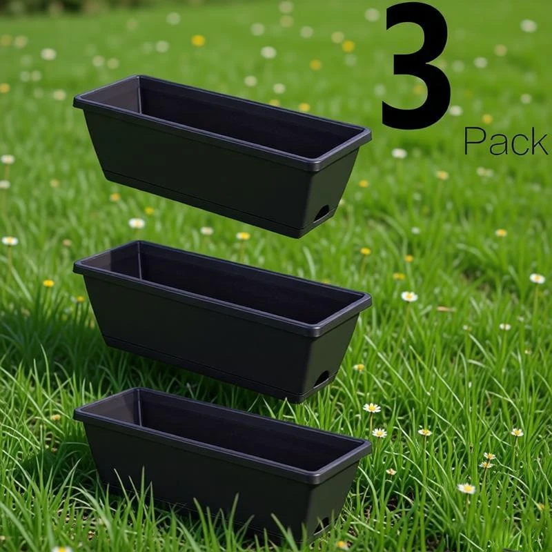 

3Pcs Window Box Planter Flower Pot With Drainage Holes Planter Boxes Decoration For Home Indoor Plants Garden Kitchen Outdoor