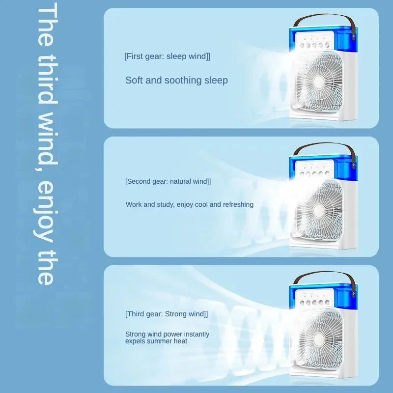 3 In 1 Fan AIr Conditioner Household Small Air Cooler LED Night Light Portable Humidifier Air Adjustment Fan Office Home Fan New image 6