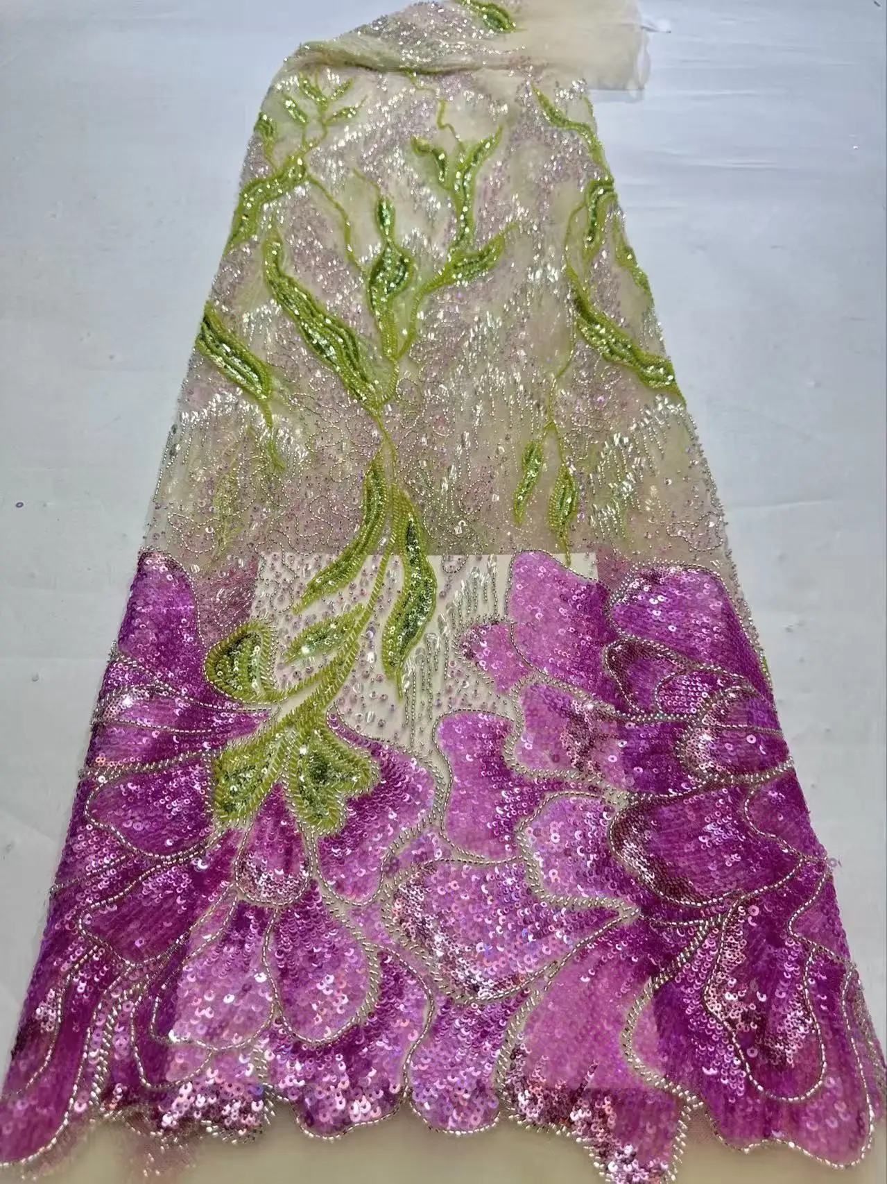 

PGC Роскошное новое свадебное платье с блестками для женщин, кружево ручной работы с градиентной вышивкой и бусинами, ткань высокого качества