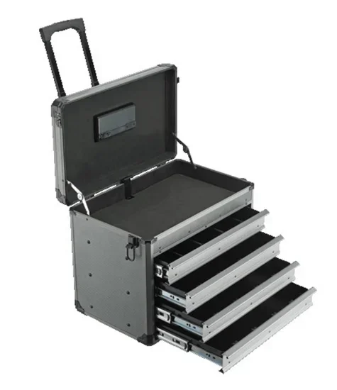 

Custom aluminum Storage metal empty tool box Trolley Case for Salesman with Drawer