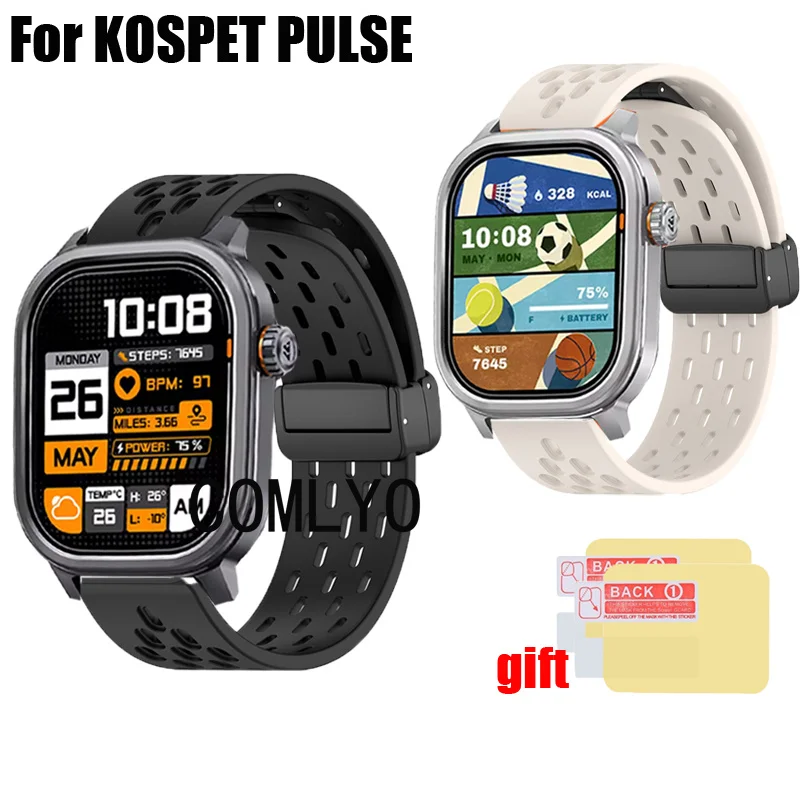 

For KOSPET PULSE Strap smart watch Wristband Silicone Sports Folding buckle Women Men Band Screen protector Film