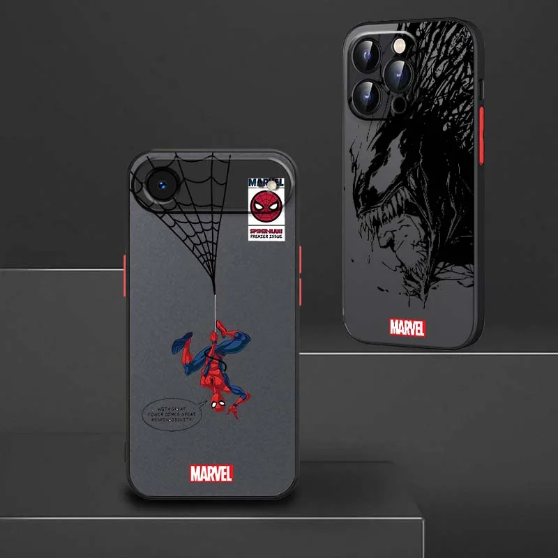 

Marvel Spider Man Venom Cool Phone Case For Apple iPhone 17 Air 16 15 14 13 12 11 XS X Pro Max Plus Frosted Translucent